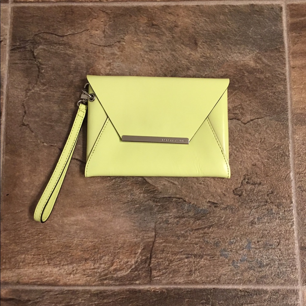 Lemon Day-glo BCBG Envelope Clutch w/ wrist strap